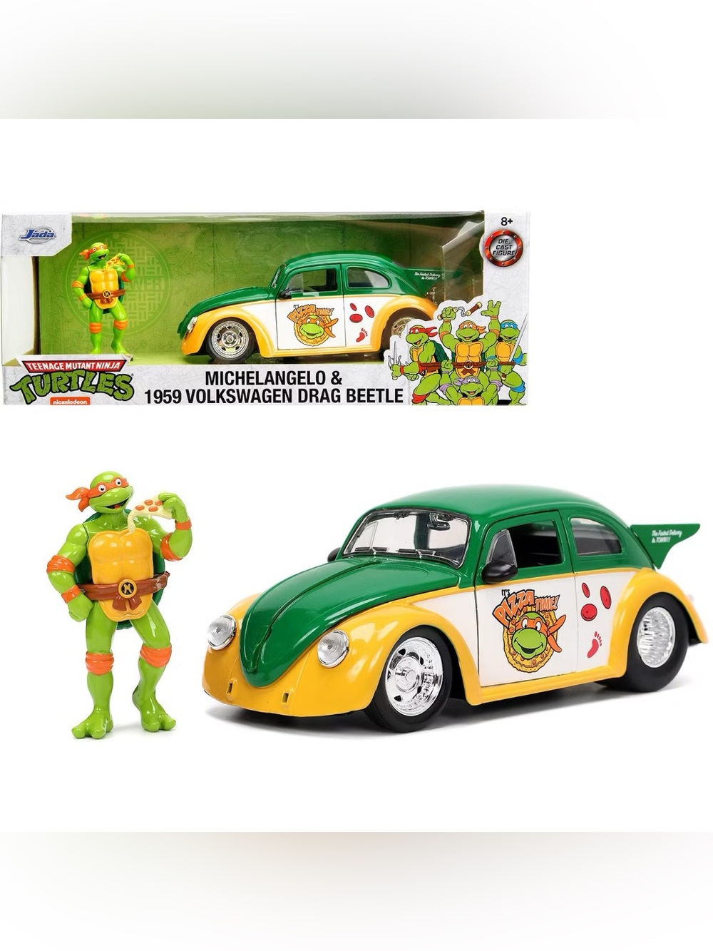 1959 Volkswagen Beetle  and Michelangelo Figure "Teenage Mutant Ninja Turtles"